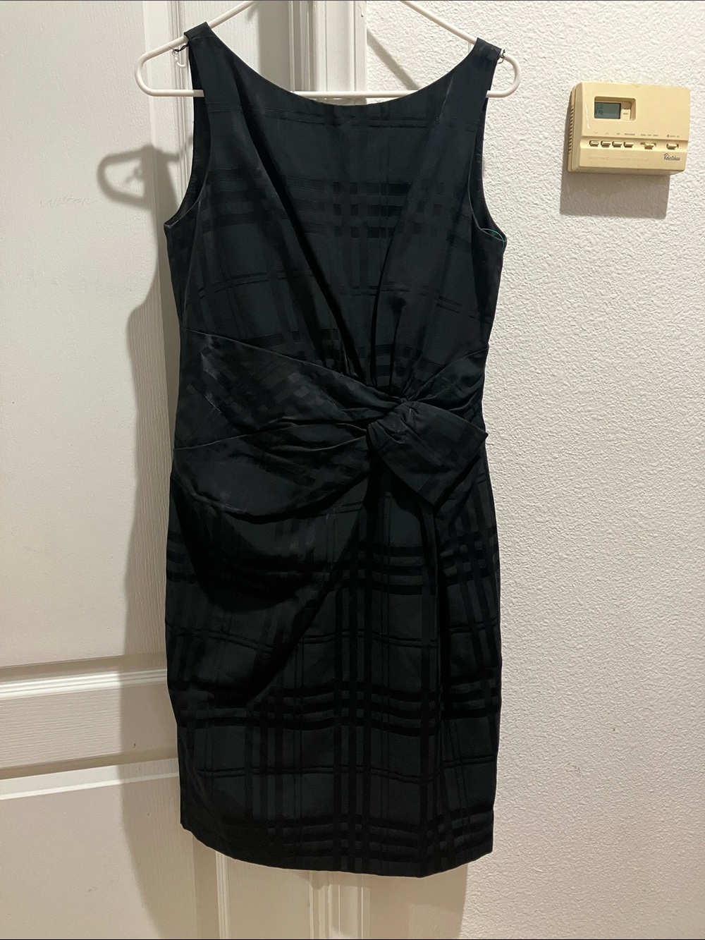 VTG 90s Anne Klein Black Plaid Brocade Sleeveless Cocktail Mini Dress Sz 8